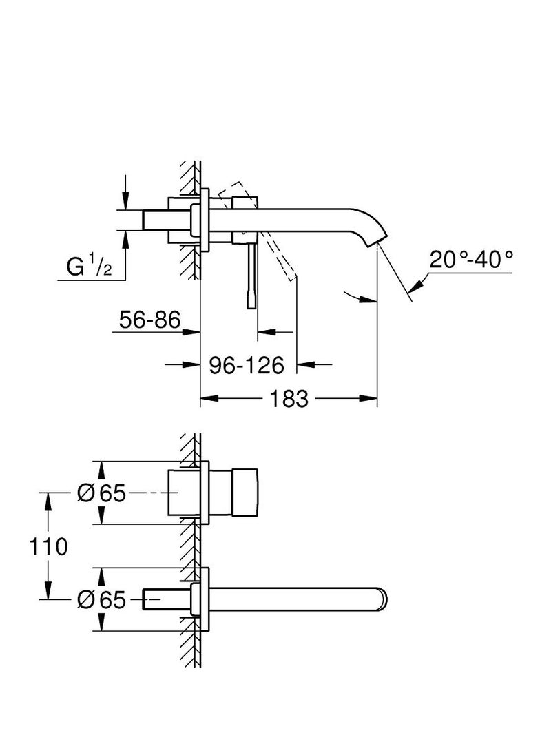 GROHE New Essence 2-Hole Basin Mixer M-Size