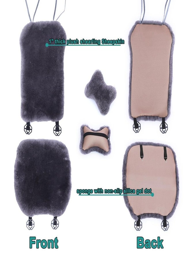 OGLAND 100% Natural Fur Sheepskin Universal car seat Covers for seat Cushion Accessories Automobiles (Black, 2 Front Seat（6 Pack）) - Image 2