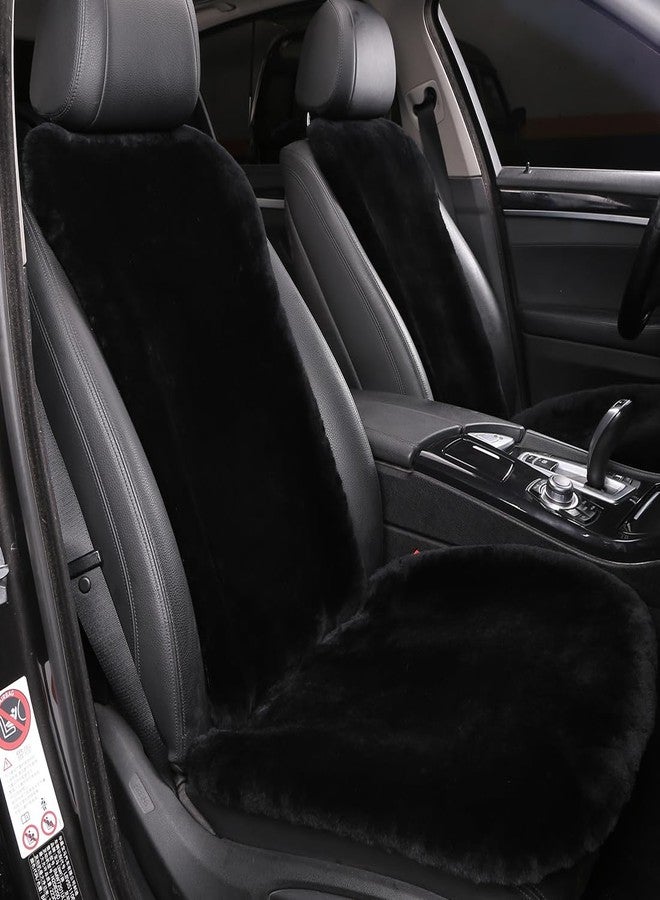 OGLAND 100% Natural Fur Sheepskin Universal car seat Covers for seat Cushion Accessories Automobiles (Black, 2 Front Seat（6 Pack）) - Image 5
