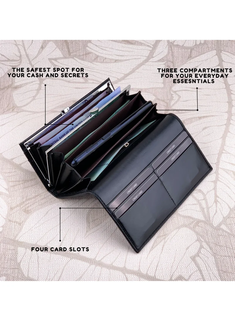 Classic Milano Classic Milano Premium Faux Leather Long Wallet for Women with Magnetic Closure | Ladies Wallet Card Holder Purse | Slim Women's Wallet for Daily Use, Travel, and Gifting