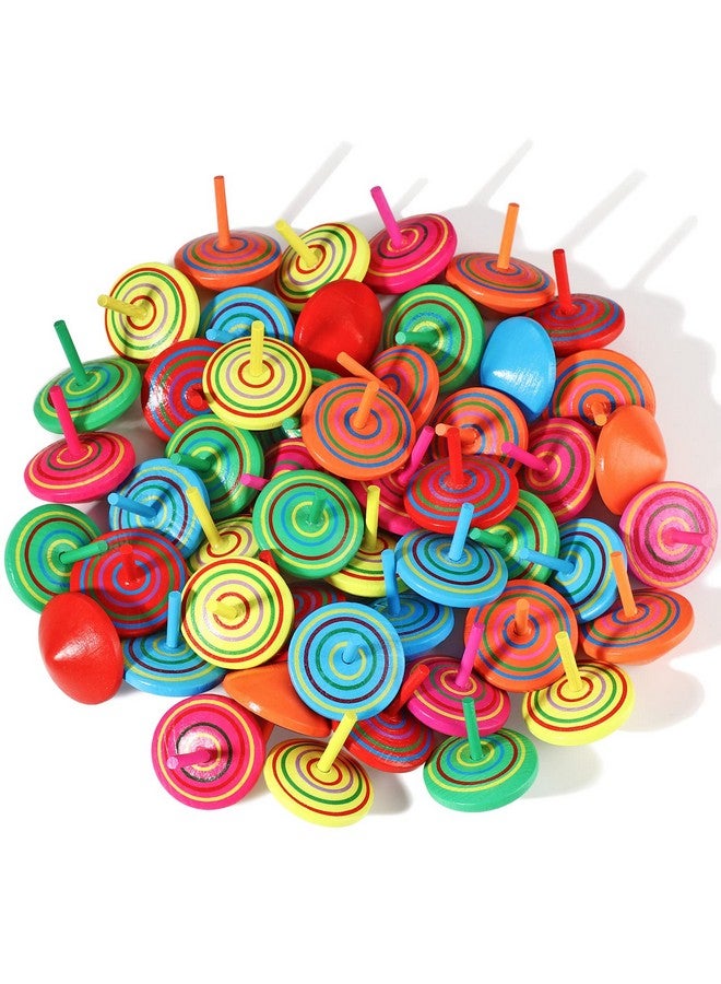 Aoriher Wood Spinning Tops For Kids, Colorful Wooden Gyroscopes Toy, Educational Kindergarten Toys, Rainbow Spin Tops For Games Party Favors Birthday Gifts(100 Pieces) - Image 1