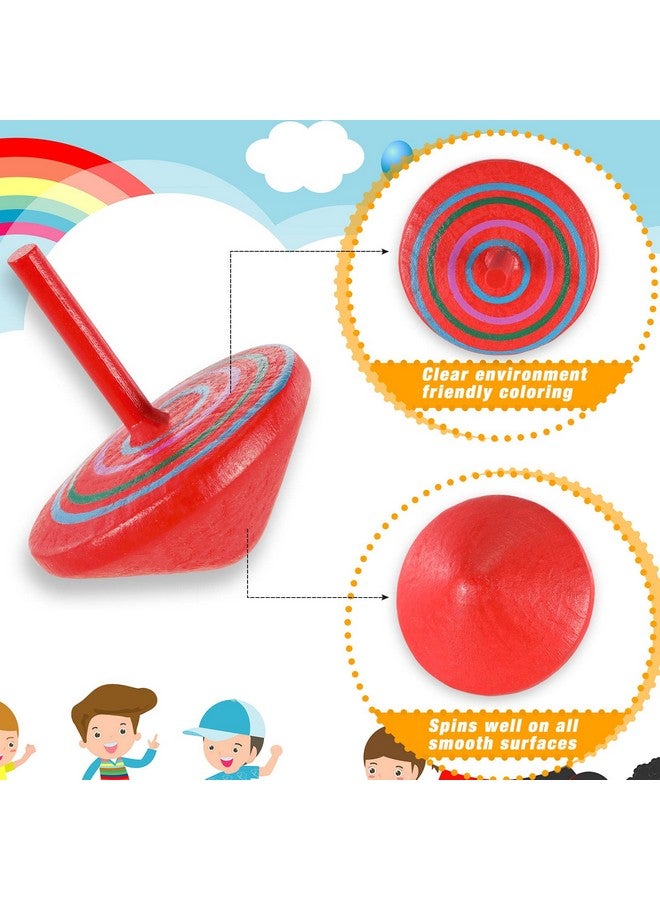 Aoriher Wood Spinning Tops For Kids, Colorful Wooden Gyroscopes Toy, Educational Kindergarten Toys, Rainbow Spin Tops For Games Party Favors Birthday Gifts(100 Pieces) - Image 4