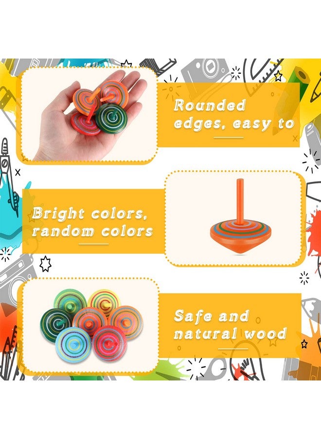 Aoriher Wood Spinning Tops For Kids, Colorful Wooden Gyroscopes Toy, Educational Kindergarten Toys, Rainbow Spin Tops For Games Party Favors Birthday Gifts(100 Pieces) - Image 3
