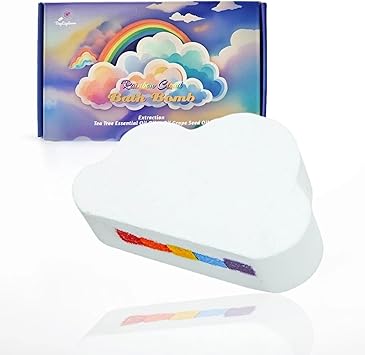 Organic Natural Bath Bombs CloudShaped Rainbow Fizzies with MultiColour Effects VeganFriendly Strawberry Fragrance for Moisturizing Spa Baths and Relaxation - Image 1