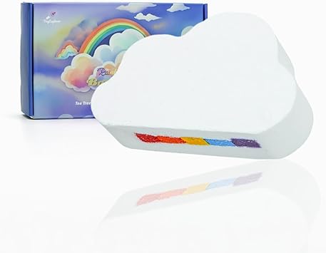 Organic Natural Bath Bombs CloudShaped Rainbow Fizzies with MultiColour Effects VeganFriendly Strawberry Fragrance for Moisturizing Spa Baths and Relaxation - Image 4