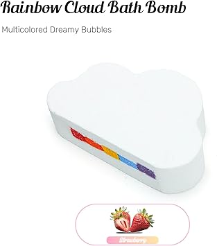 Organic Natural Bath Bombs CloudShaped Rainbow Fizzies with MultiColour Effects VeganFriendly Strawberry Fragrance for Moisturizing Spa Baths and Relaxation - Image 2