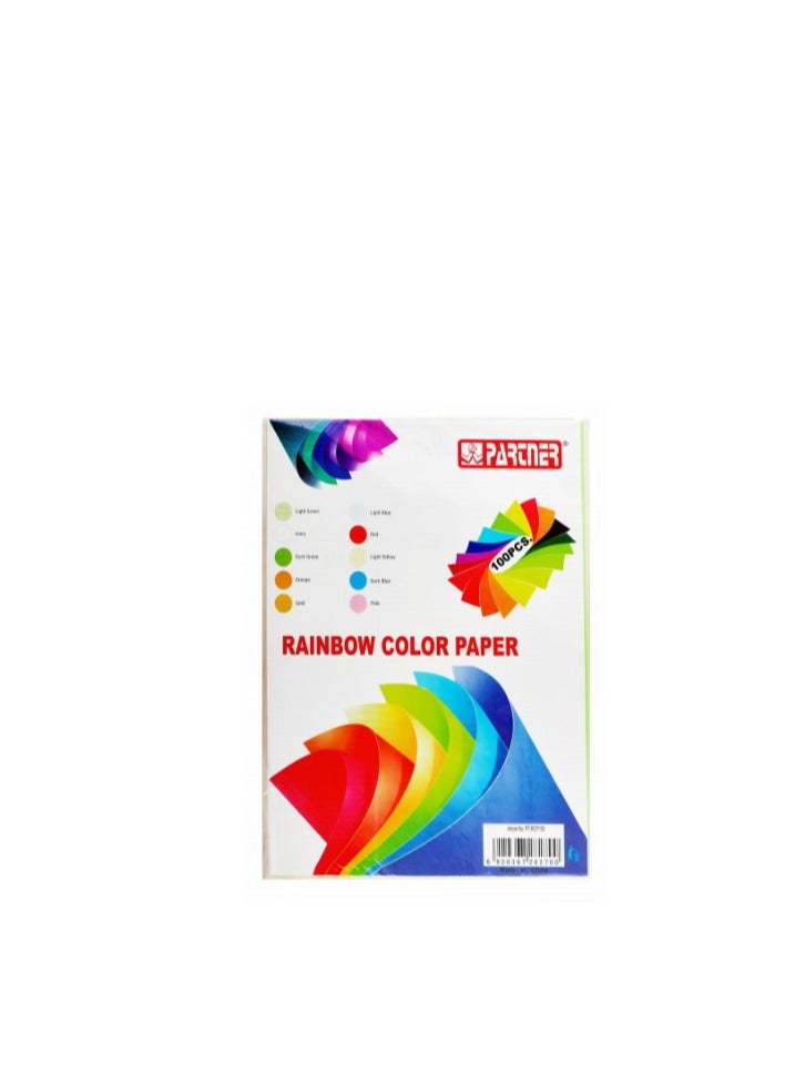 PARTNER 100-Sheet A4 Size Colored Paper Assorted Colours rainbow color - Image 2