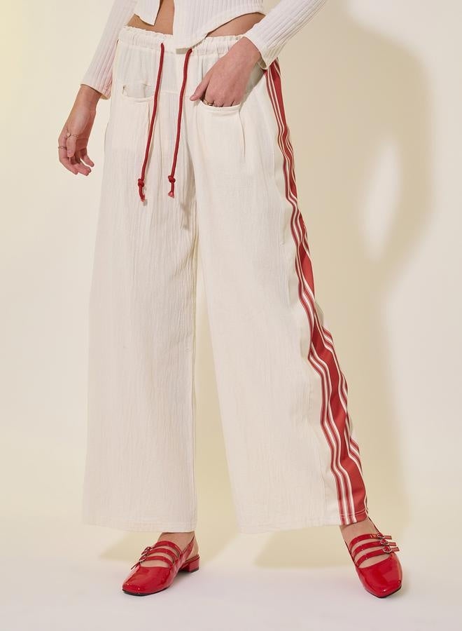 Take Two Striped Mid-Rise Wide Leg Pants with Drawstring - Image 2