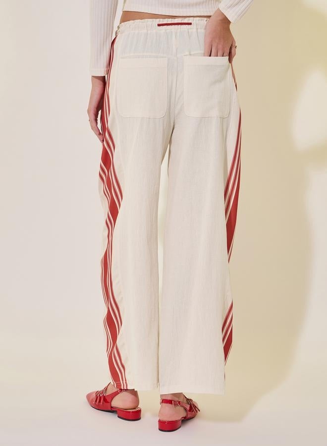 Take Two Striped Mid-Rise Wide Leg Pants with Drawstring - Image 5