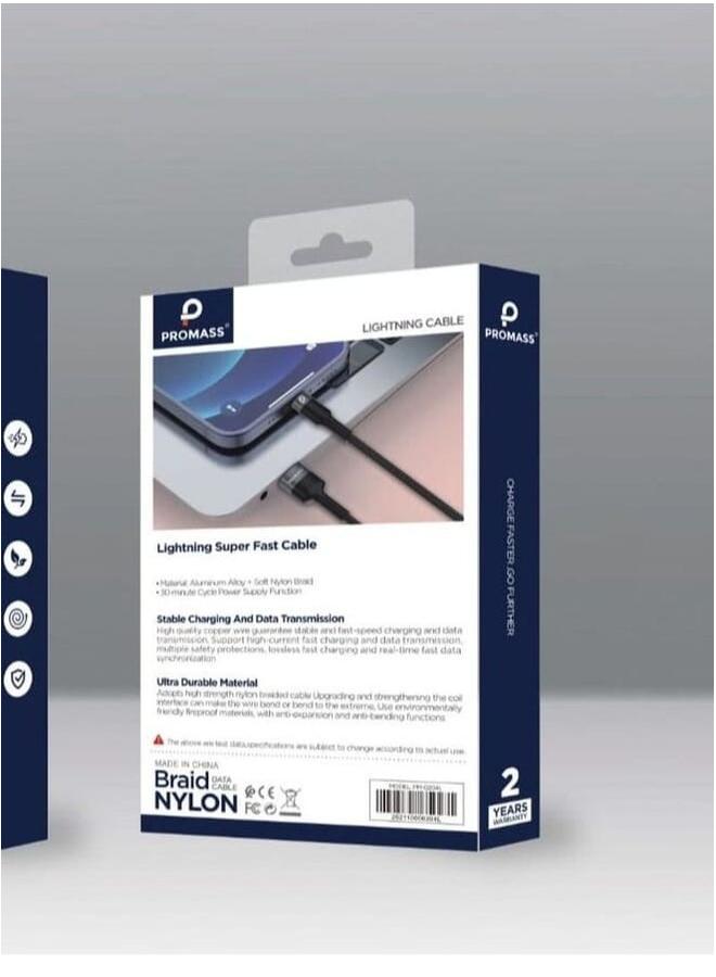 بروماس كابل شحن iPhone Lightning Fabric بطول 1 متر يدعم الشحن السريع 3A - Image 2