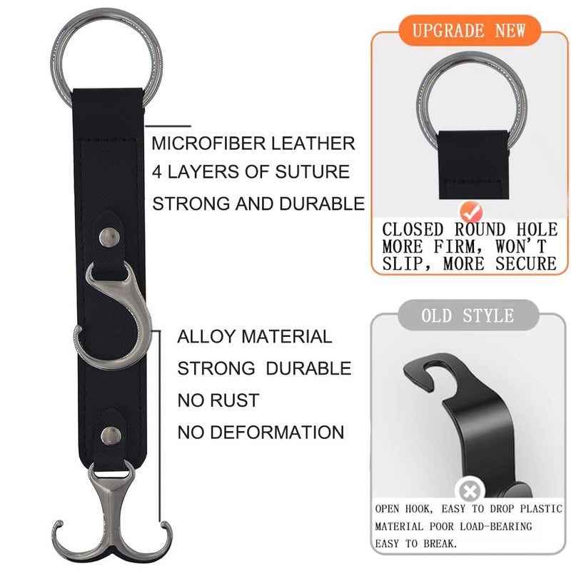 yicheyiyou Headrest Hooks for Car Back Seat Organizer Black Faux Leather Hanger Holder Hook, for Hanging Purses and Bags and Coats Grocery Bag Umbrellas Handbag Car Accessories Interior Men for Women - Image 3