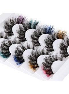 Focipeysa Focipeysa Colored Lashes Fluffy Mink Eyelashes Pink End 8D Dramatic Wispy Lashes C Curl 5 Color Mixed False Eyelashes Eye (Pink Orange Purple Green Blue)  - Image 1