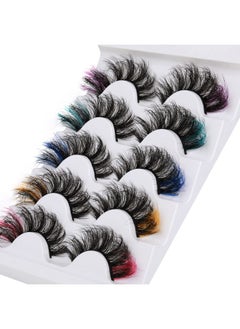 Focipeysa Focipeysa Colored Lashes Fluffy Mink Eyelashes Pink End 8D Dramatic Wispy Lashes C Curl 5 Color Mixed False Eyelashes Eye (Pink Orange Purple Green Blue)  - Image 4