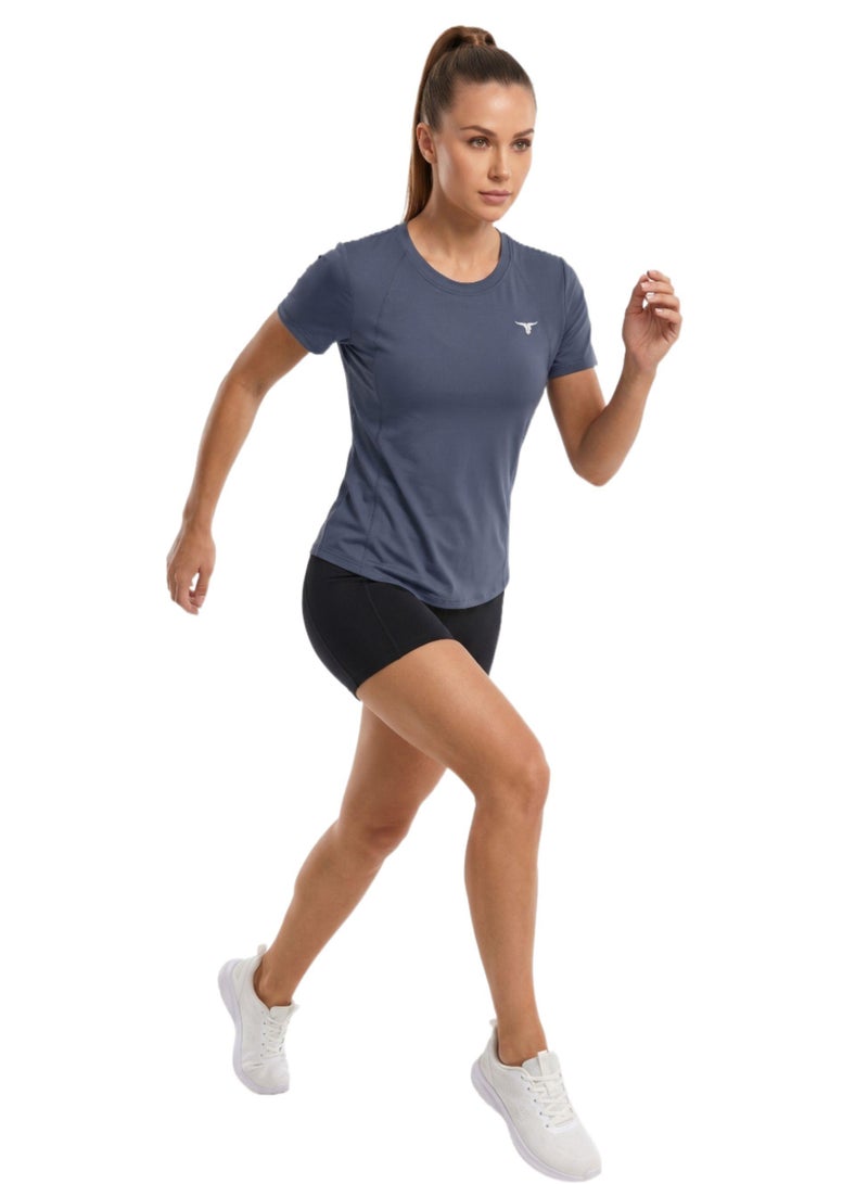 THUGFIT KittyHawk Ladies T-Shirt - Blue Gray - Image 5