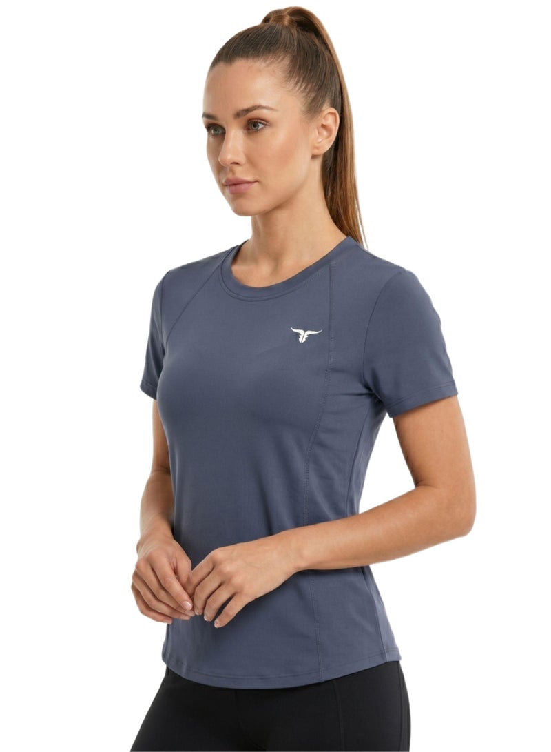 THUGFIT KittyHawk Ladies T-Shirt - Blue Gray - Image 3