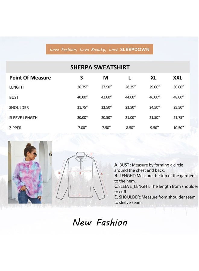 Sleepdown Quarter Zip Pullover Sweatshirts for Women, Long Sleeve Lined Fuzzy Sherpa Fleece Half Zip UP Pullover Womens Oversized Sweatshirt Fluffy Top Coat with Pockets - Hot Pink, Small - Image 4