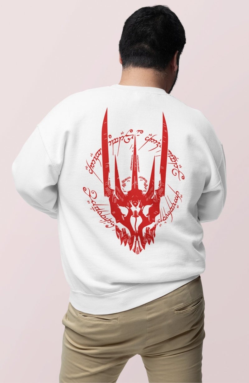 Fuddy Moda Fuddy Fashion Lord of the Rings Back Printed Hoodless Sweatshirt, Oversize Lord of Rings Printed Sweat - Image 4