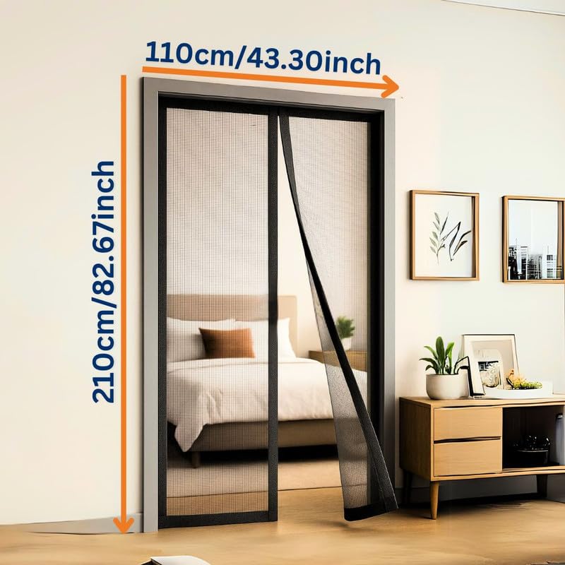 Royalkart 110x210cm Black | Magnetic Mosquito Net for Door | Fiberglass Screen Curtain with 34 Magnets | Auto-Closing Mesh to Keep Mosquitoes Out - Image 2