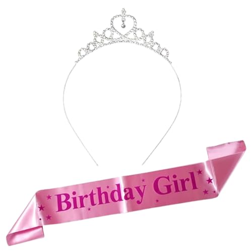 Curated Cart Tiara for Girls with Birthday Girl Sash – Birthday Accessories, Crown for Baby Girl, Queen Crown, Jewellery for Kids, Party Gift Set - Image 1