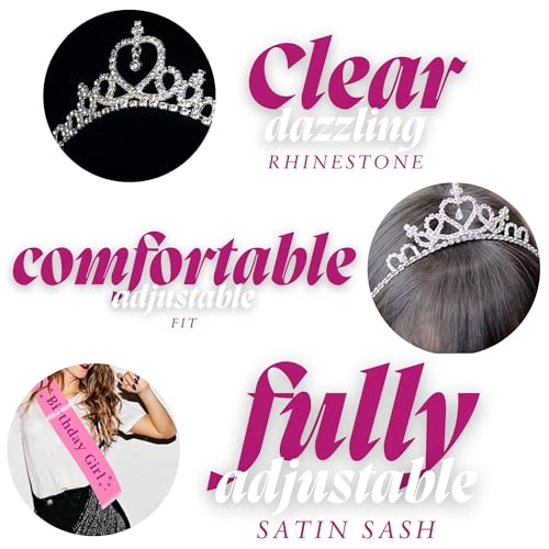 Curated Cart Tiara for Girls with Birthday Girl Sash – Birthday Accessories, Crown for Baby Girl, Queen Crown, Jewellery for Kids, Party Gift Set - Image 3