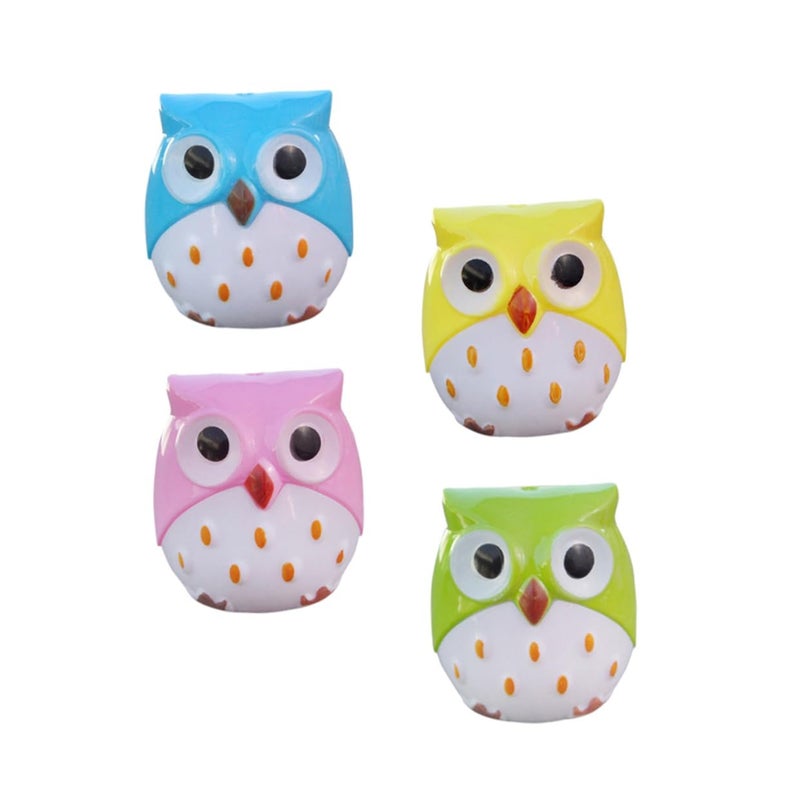 Owl Pencil Sharpeners 24 Pack Dual Hole Cute Cartoon Design For Kids Classroom Home Random Color - Image 2