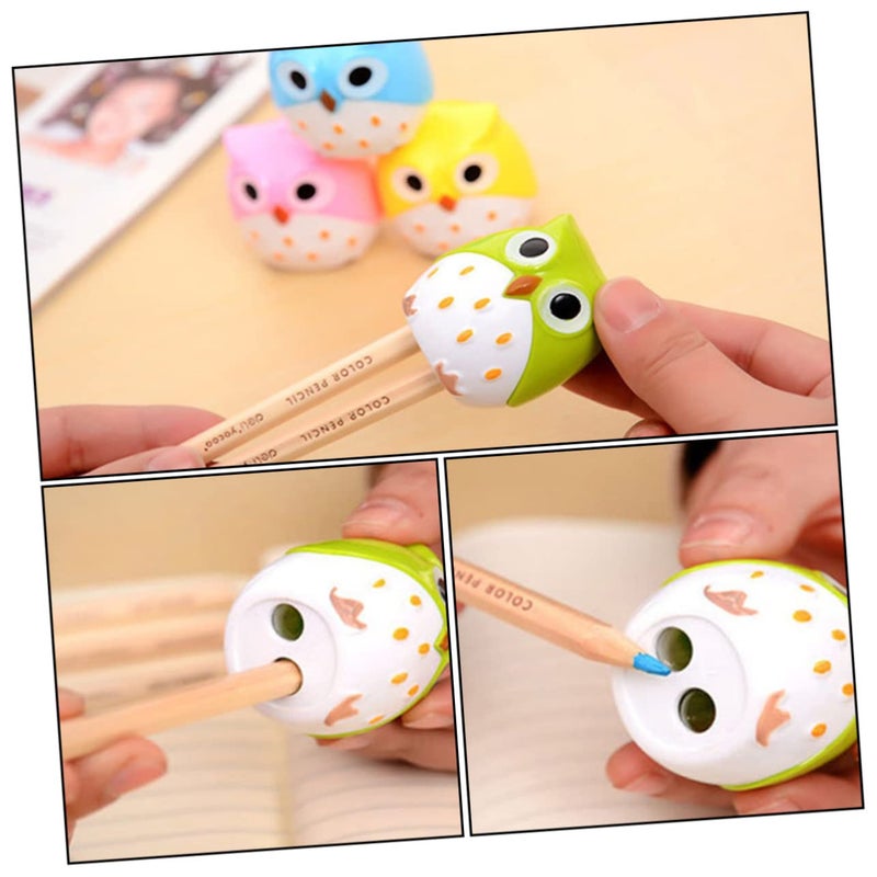 Owl Pencil Sharpeners 24 Pack Dual Hole Cute Cartoon Design For Kids Classroom Home Random Color - Image 4