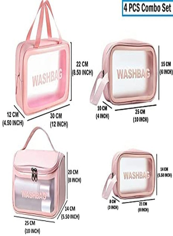 KINDRED Transparent Travel Pouch Makeup Cosmetic Storage Toiletry Kit Makeup Pouch Jewellery Bag Travelling Organiser Toiletry Kit. (3 pcs Combo -1 Hanging wash Bag -Pink) - Image 2