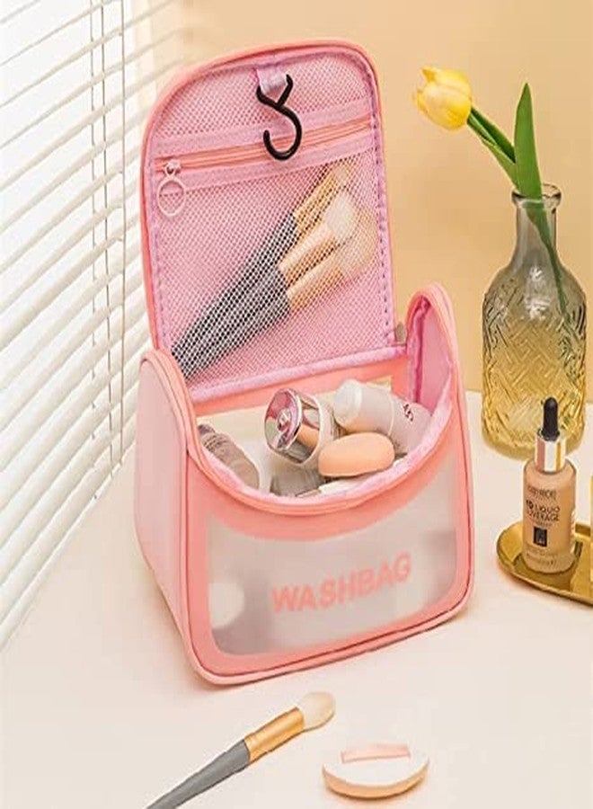 KINDRED Transparent Travel Pouch Makeup Cosmetic Storage Toiletry Kit Makeup Pouch Jewellery Bag Travelling Organiser Toiletry Kit. (3 pcs Combo -1 Hanging wash Bag -Pink) - Image 4