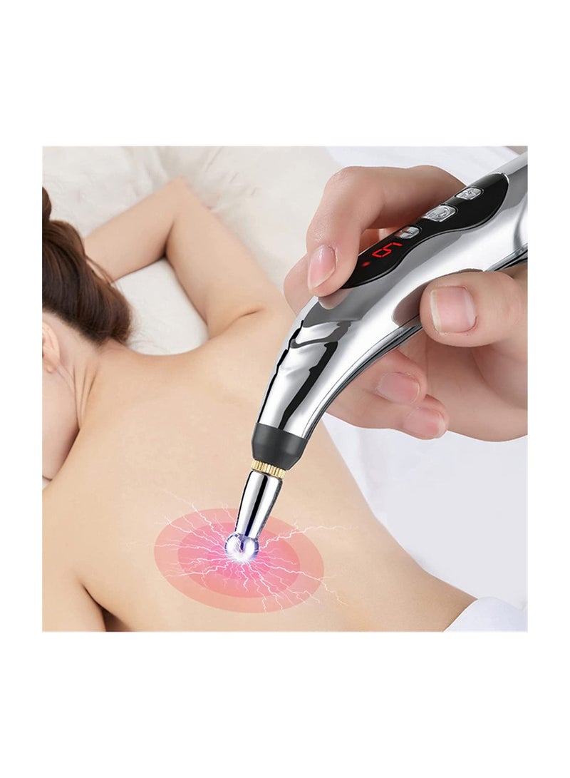 قلم إلكتروني للوخز بالإبر ، USB قابل لإعادة الشحن وعلاج وتخفيف الآلام ، قلم طاقة كهربائي ، قلم مدلك ، أداة تدليك لتخفيف الآلام مع 3 رؤوس للتدليك و 2 جل تدليك - Image 2
