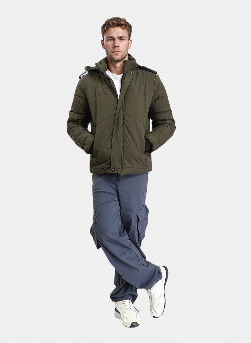RAVIN Men Casual Solid Jacket With Zipped Pockets Dark Khaki - Image 4