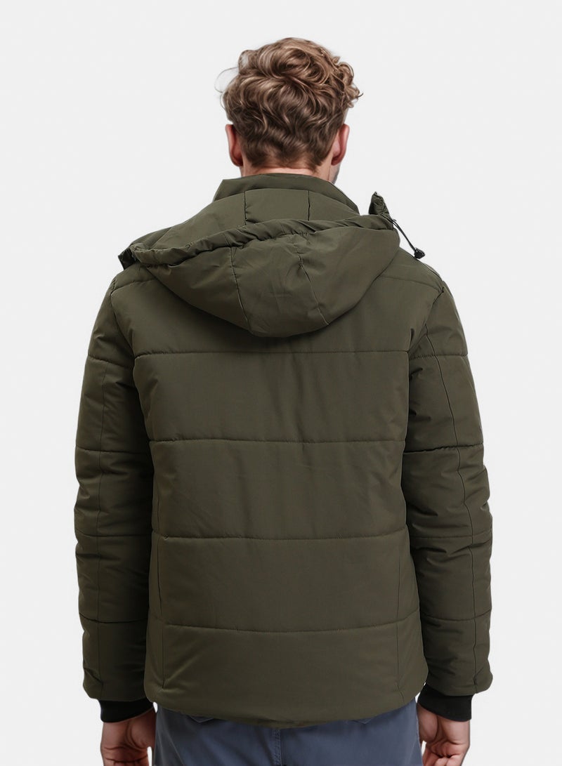 RAVIN Men Casual Solid Jacket With Zipped Pockets Dark Khaki - Image 2
