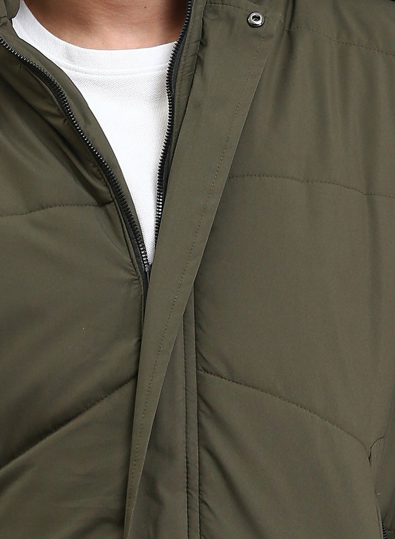 RAVIN Men Casual Solid Jacket With Zipped Pockets Dark Khaki - Image 3