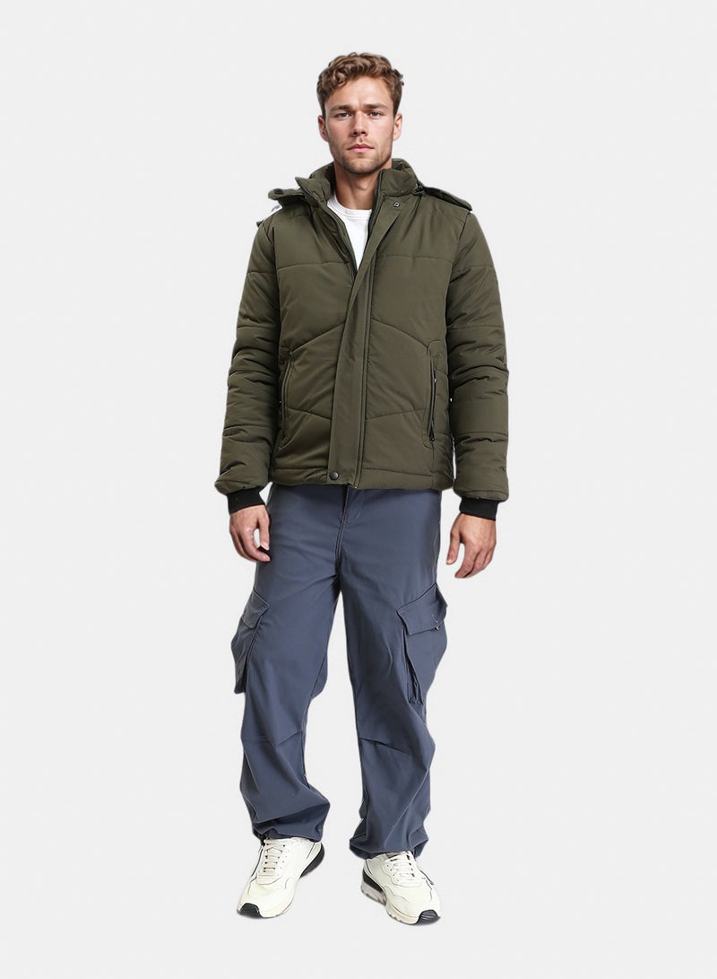 RAVIN Men Casual Solid Jacket With Zipped Pockets Dark Khaki - Image 5
