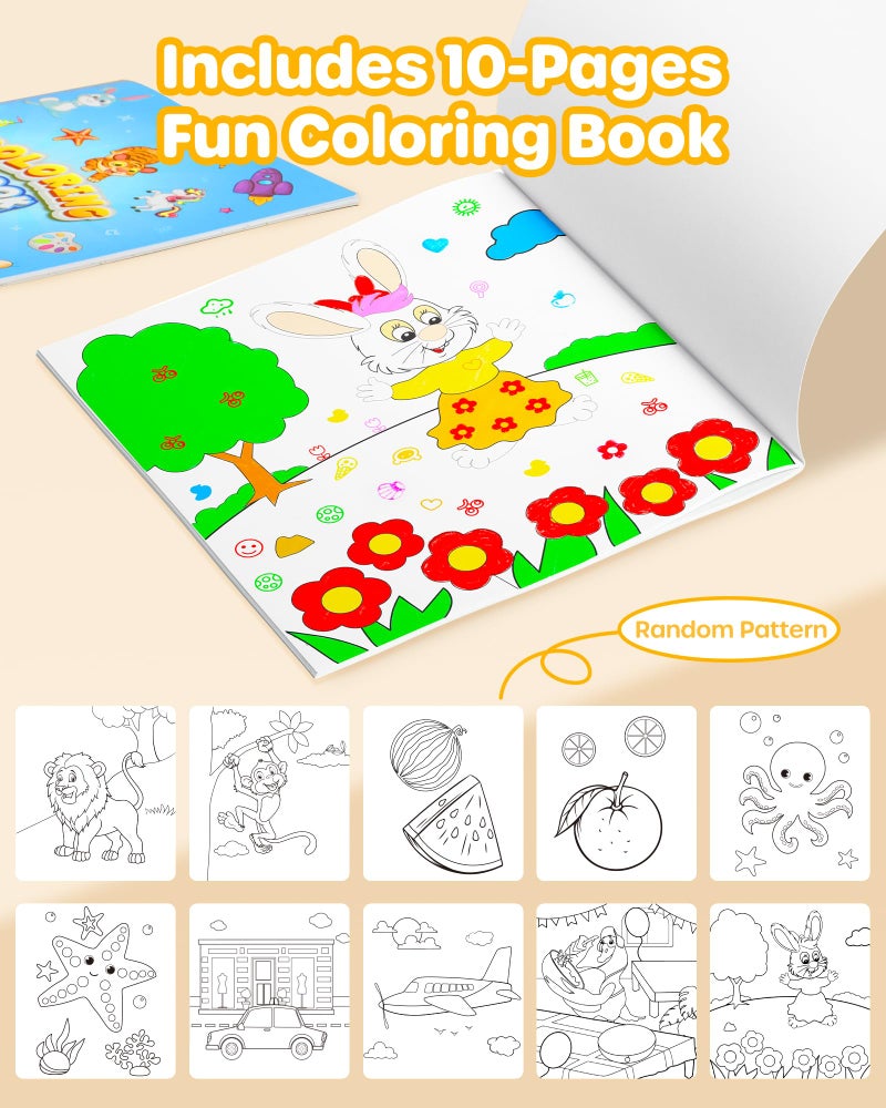 D-FantiX 36 Colors Washable Markers for Kids, Stamp Markers Coloring Set with Coloring Books and Stand Portable Box, Back to School Supplies for Girls Boys, Kids Road Trip Activities - Image 5