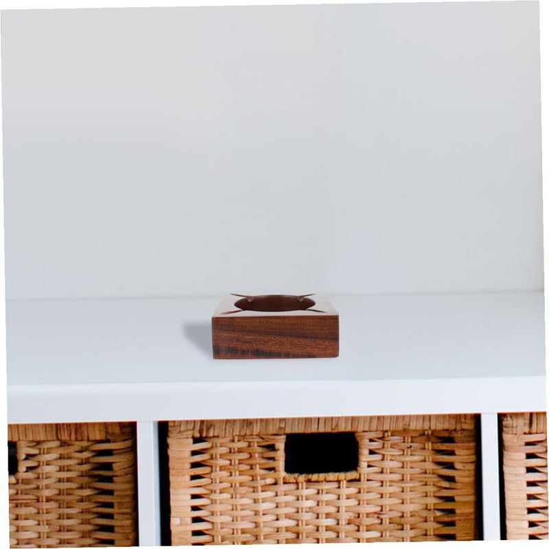Walnut Wood Ashtray Anti Fall Ash Holder Desktop Decorative Home Storage Container - Image 5