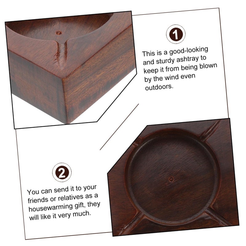Walnut Wood Ashtray Anti Fall Ash Holder Desktop Decorative Home Storage Container - Image 4