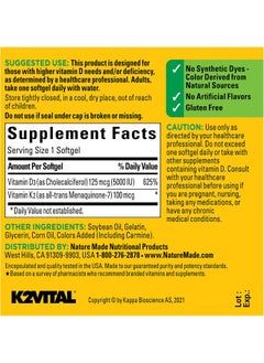 Nature Made Vitamin D3 K2, 5000 Iu (125 Mcg) Vitamin D, Dietary Supplement For Bone, Teeth, Muscle And Immune Health Support, 30 Softgels, 30 Day Supply  - Image 5