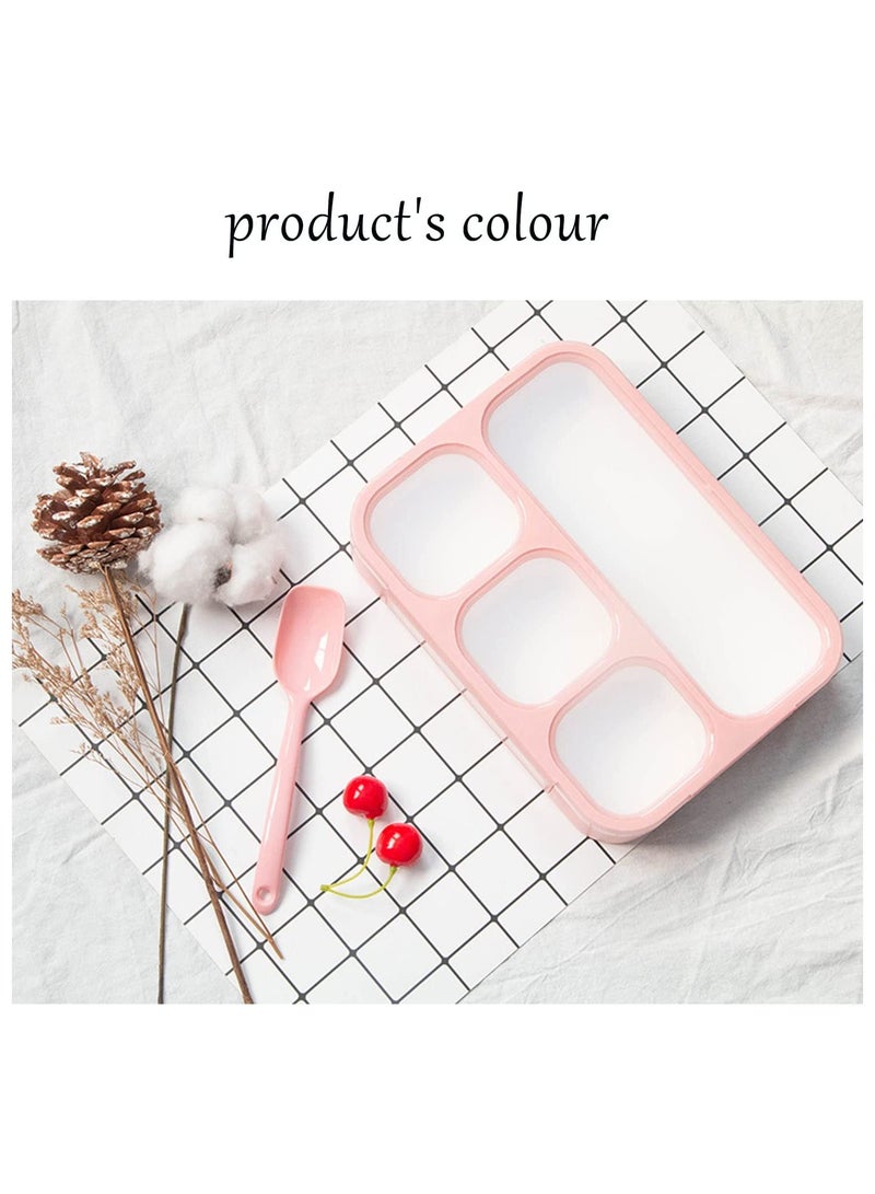 Yooee Bento Lunch Box with Cutlery and 4 Compartments, Suitable for Microwave and Dishwasher, Pink 1000ml - Image 4