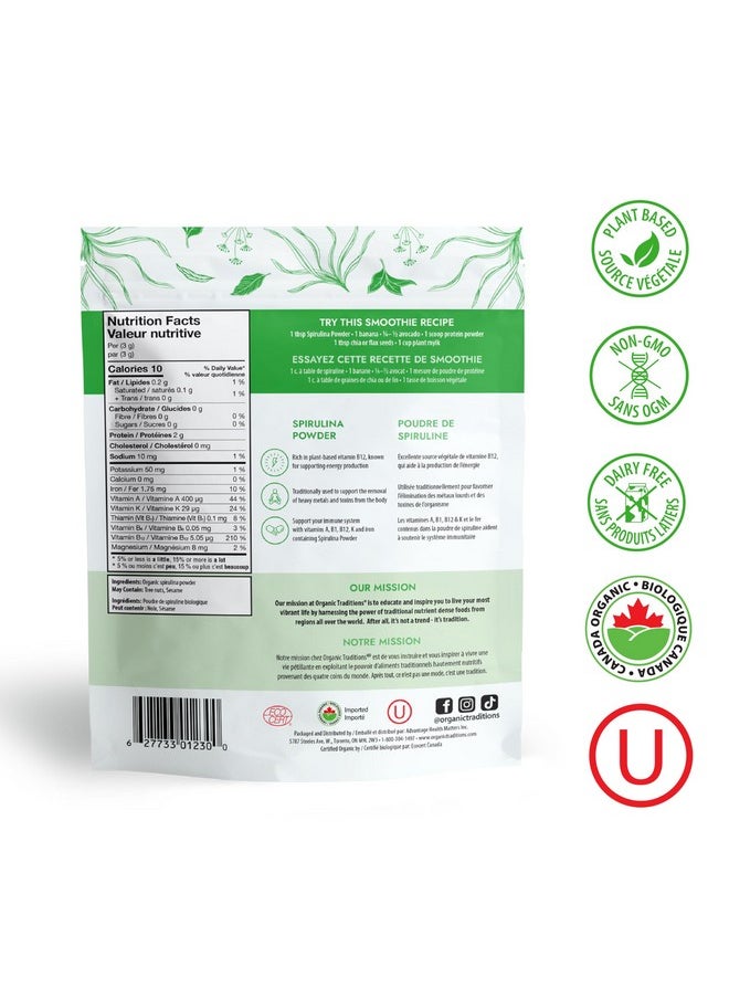 Organic Traditions - Spirulina Powder Organic Green Spirulina Powder Vegan Non-Gmo Superfood, 5.3Oz (150G) Bag, 50 Servings Per Bag - Image 1