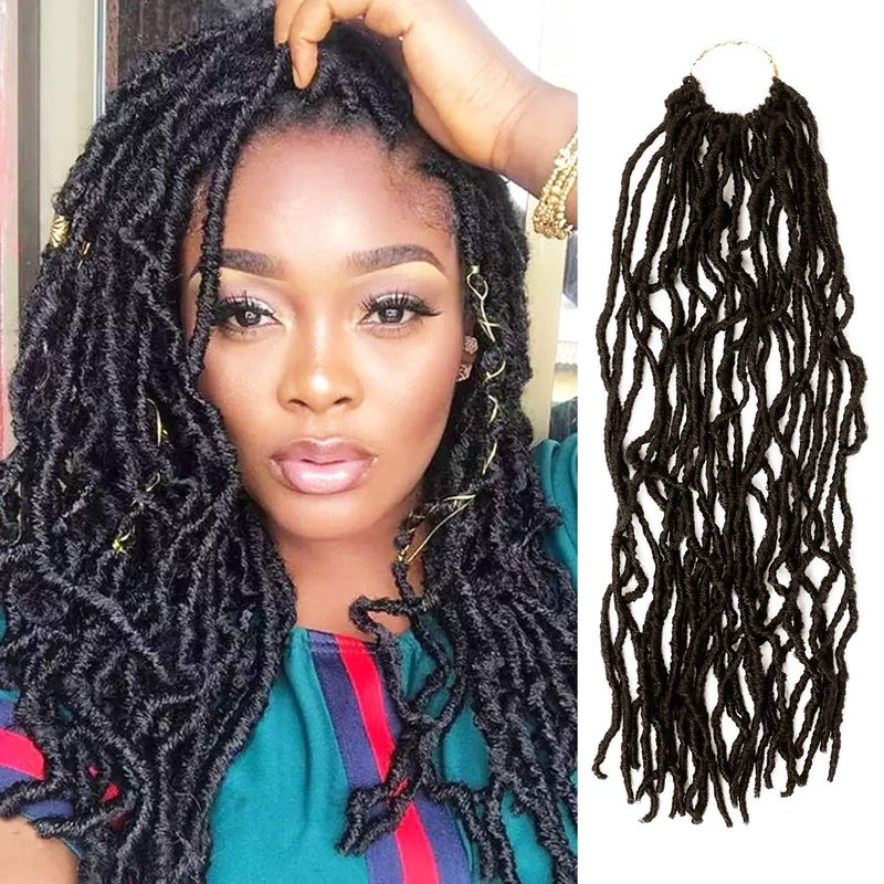 6 Packs 22 Inch AUTHENTIC Nu Faux Locs Soft Locs Crochet Hair for Butterfly locs crochet Distressed Locs Goddess Faux Locs Hair Extensions 6Pack 1BOff Black