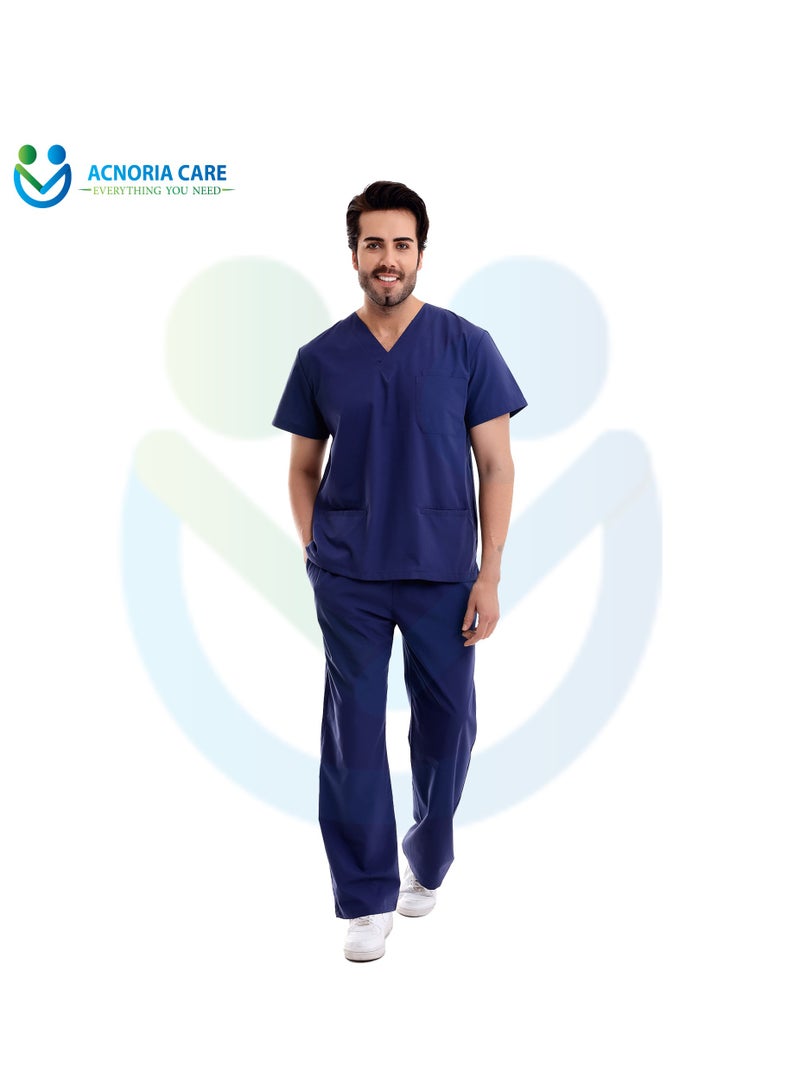 اكنوريا كير سكراب طبي رجالي مكون من قطعتين بلوزة وسروال  35 % قطن 65% بوليستر لون أزرق غامق- مقاس  XXL  - من اكنوريا كير - Image 1