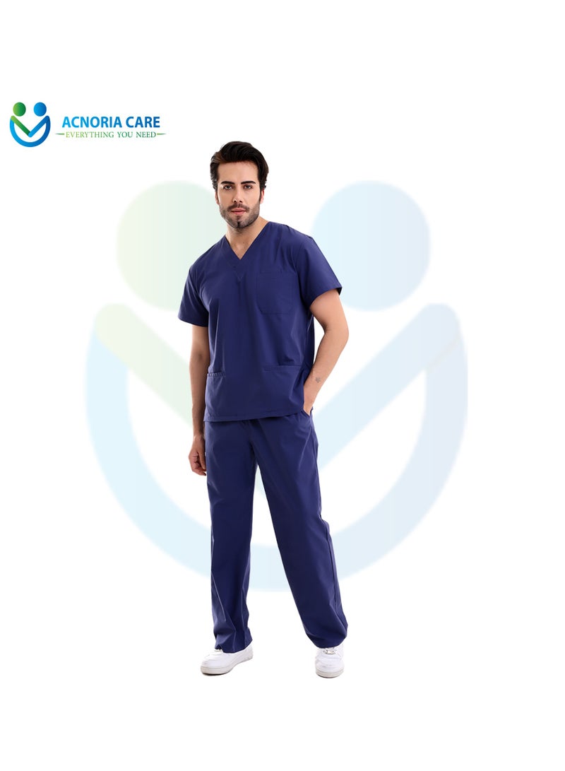 اكنوريا كير سكراب طبي رجالي مكون من قطعتين بلوزة وسروال  35 % قطن 65% بوليستر لون أزرق غامق- مقاس  XXL  - من اكنوريا كير - Image 4
