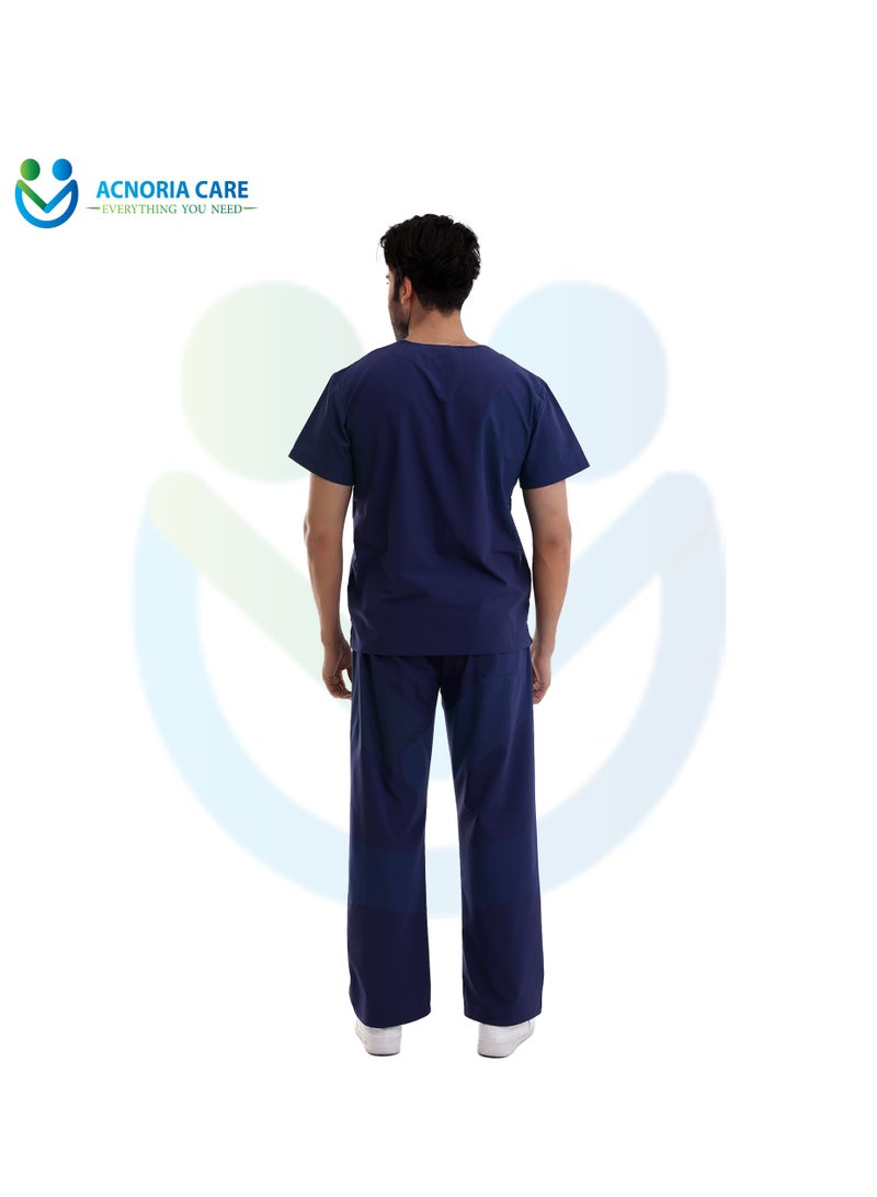 اكنوريا كير سكراب طبي رجالي مكون من قطعتين بلوزة وسروال  35 % قطن 65% بوليستر لون أزرق غامق- مقاس  XXL  - من اكنوريا كير - Image 3