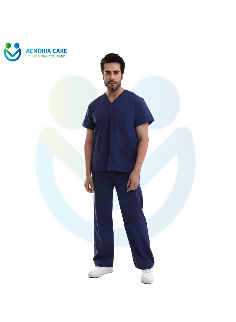 اكنوريا كير سكراب طبي رجالي مكون من قطعتين بلوزة وسروال  35 % قطن 65% بوليستر لون أزرق غامق- مقاس  XXL  - من اكنوريا كير - Image 2