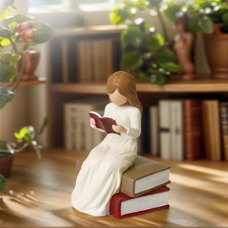 Cuayaes Gifts for Readers Book Lovers Women, Graduates, Students, Teachers, Caregivers, Bookshelf Decor Hand-Painted Sculpted Aesthetic Reading Figurines for Home Library Office Desk - Image 4