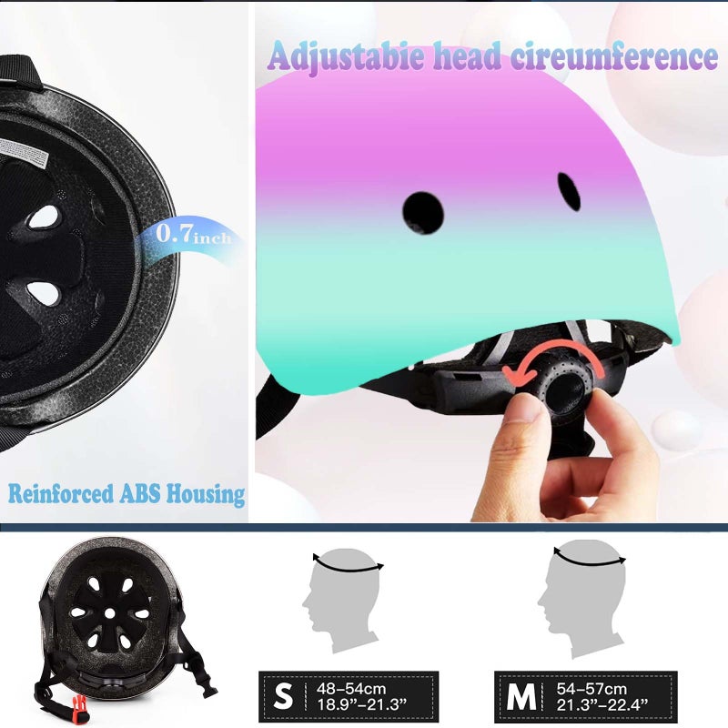 FOOKCIAN Kids Bike Helmet Set Adjustable for Children, Boys, Girls and Teenagers Aged 3-8 Years Includes Elbow, Knee, Wrist Guards Children's Helmet Protection Set for Bikes SkateboardsRollerskates - Image 5