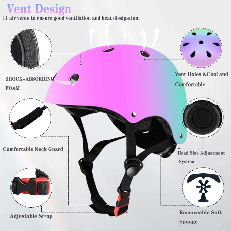 FOOKCIAN Kids Bike Helmet Set Adjustable for Children, Boys, Girls and Teenagers Aged 3-8 Years Includes Elbow, Knee, Wrist Guards Children's Helmet Protection Set for Bikes SkateboardsRollerskates - Image 4