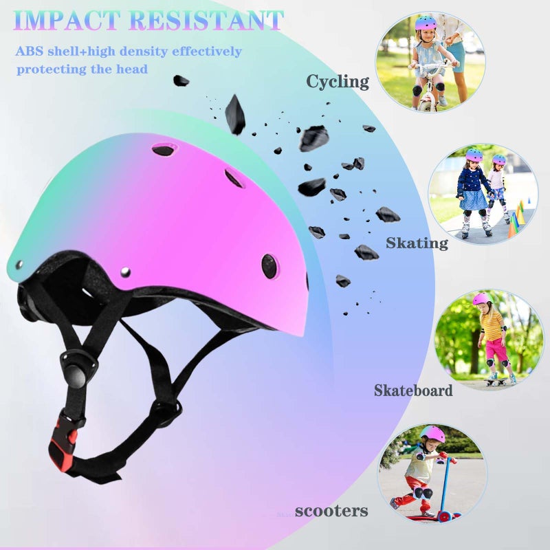 FOOKCIAN Kids Bike Helmet Set Adjustable for Children, Boys, Girls and Teenagers Aged 3-8 Years Includes Elbow, Knee, Wrist Guards Children's Helmet Protection Set for Bikes SkateboardsRollerskates - Image 2