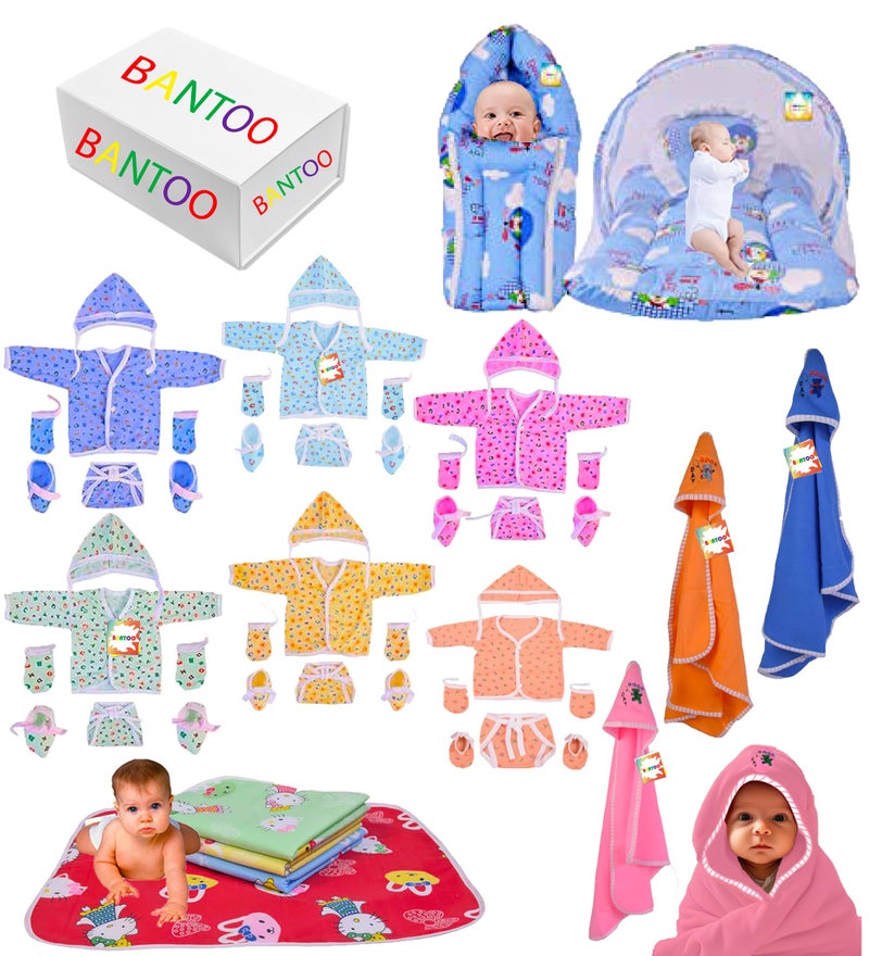 Bantoo 33 in 1 New Born Baby Products All | Gift Packs | Maternity Kit | Baby Shower | Infants Grooming | Baby Bedding | Clothes | Essential Items | Gifts Combo | Boys & Girls (0-6 Months) - Image 1