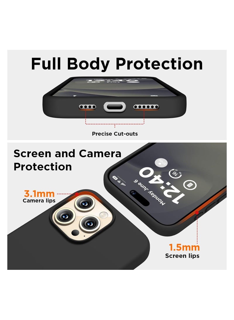 MUNTAQI Compatible with iPhone 15 Pro Max Case, Liquid Silicone Case, Full Body Shockproof Protective Cover Slim Thin Phone Case with Soft Anti-Scratch Microfiber Lining, 6.7 inch-Black - Image 4